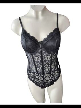 Amazon Black Lace Corset-Style Bodysuit